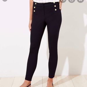LOFT Black High Waist Skinny Sailor Pants with Gold Buttons Size 4